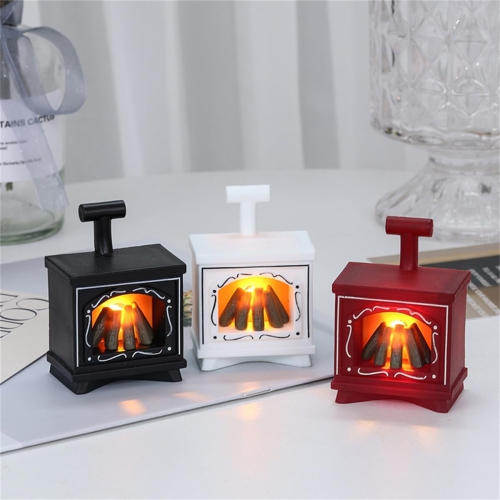 3 Pcs LED Miniature Luminous Fireplace Lights, Home Interior Decoration Ornament, Doll Furniture, Black, Red, White
