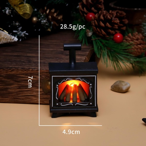 3 Pcs LED Miniature Luminous Fireplace Lights, Home Interior Decoration Ornament, Doll Furniture, Black, Red, White