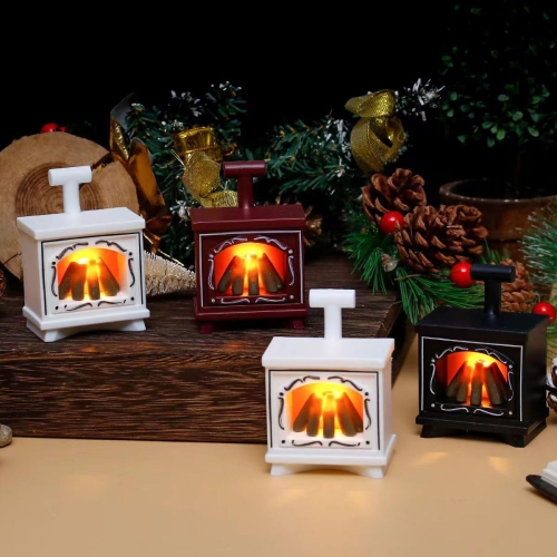 3 Pcs LED Miniature Luminous Fireplace Lights, Home Interior Decoration Ornament, Doll Furniture, Black, Red, White