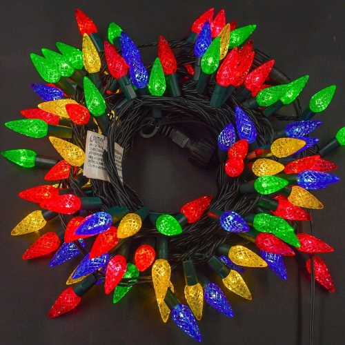 OLLNY DECOR  C6 Christmas String Lights, 100 Led 33Ft Fairy Lights \w 29V Safe Adaptor, Indoor Outdoor 8 Lighting Modes for Patio Xmas Tree Wedding