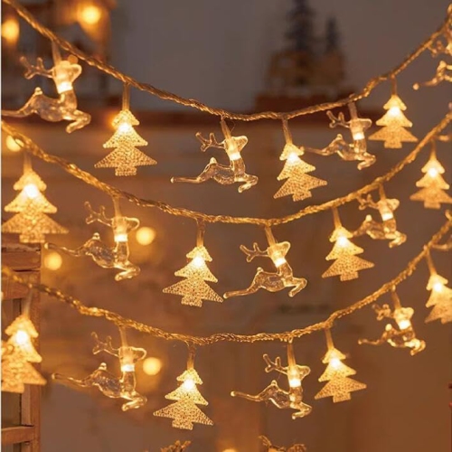 LED Christmas Lights String Snow elk Christmas Tree String Lights Christmas Decorated Small Colored Flashing Lights