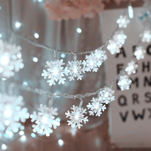 Lumières de Noël, guirlandes de flocon de neige 19.6&nbsp;pi 40 LED Fées Lumières à piles Étanche pour Noël Jardin de jardin Chambre de fête