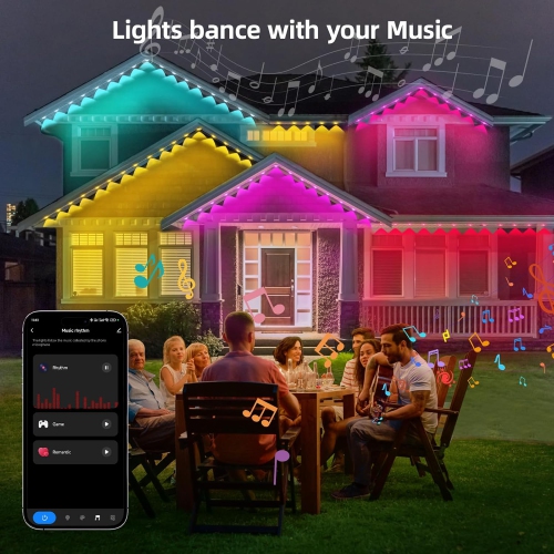 Permanent Outdoor Lights Pro, 100ft with 72 RGB LED Lights for Daily and Accent Lighting, IP65 Waterproof Eaves String Lights with App & Remote,Smart