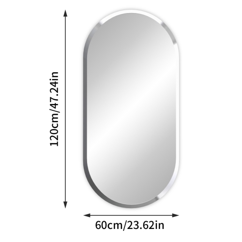 UNHO  24X48 Inch Oval Modern Luxury Frameless Mirror Bathroom Mirror Wall Mounted Beveled Edge Mirror Decor for Living Room Entryway Vertically Or