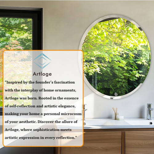 24 Inch Frameless Round Wall Hanging Mirror Silver Glass Mirror Vanity Makeup Mirror with Beveled Polished Edge for Livingroom Bathroom Entryway