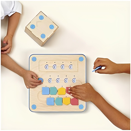 Robot de programmation Cubetto de Primo avec ensemble de tapis transparent 6 x 6 - Ensemble de jeu sans écran éducatif et robot de programmation STIM
