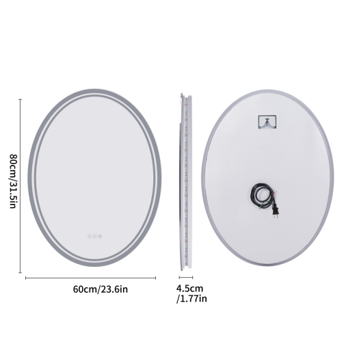 24x32 Inch Oval Wall Mount LED Illuminated Bathroom Backlit Mirror Makeup Shaving Mirror with 3 Lights Memory Function Touch Button Anti-fog