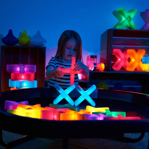TTS Glow Crosses Small 12pcs Rechargeable Versatile, Perfect for Class Teaching, Leaning Suitable for Classroom Office Glow in the Dark Decoration