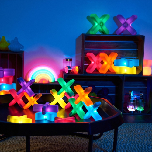 TTS Glow Crosses Small 12pcs Rechargeable Versatile, Perfect for Class Teaching, Leaning Suitable for Classroom Office Glow in the Dark Decoration