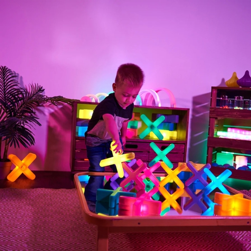 TTS Glow Crosses Small 12pcs Rechargeable Versatile, Perfect for Class Teaching, Leaning Suitable for Classroom Office Glow in the Dark Decoration