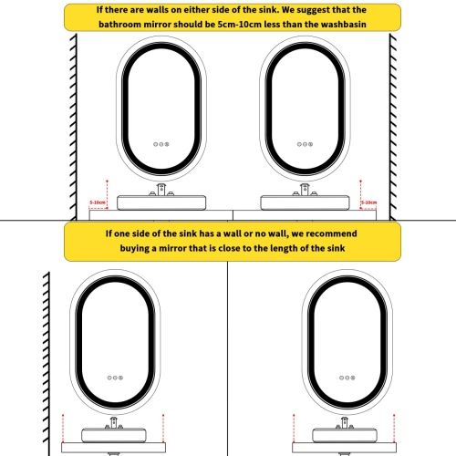 32x20 Inch Oval LED Illuminated Bathroom Mirror Wall Mounted Vanity Mirror with Smart Touch Switch Memory Function Anti-Fog Gold Aluminum Frame