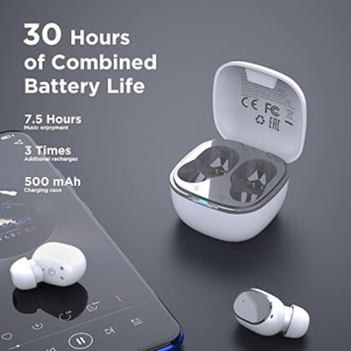 True Wireless Earbuds 2, Bluetooth Stereo Earphones Deep Bass Noise Cancellation with USB-C Charging Case for Calling, Gaming, Running - 32-Hour