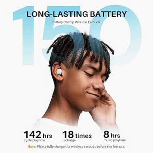 2022 Wireless Earbuds, Tribit 150H Playtime Bluetooth 5.2 IPX8 Waterproof Wireless Earbuds Deep Bass Call Noise Reduction Bluetooth Earbuds Touch