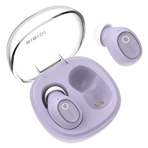 eleror Wireless Earbuds for Small Ears Women Men, Purple Bluetooth Earbuds for Small Ear Canals, Mini Ear Buds Wireless Bluetooth Earphone for iPhone