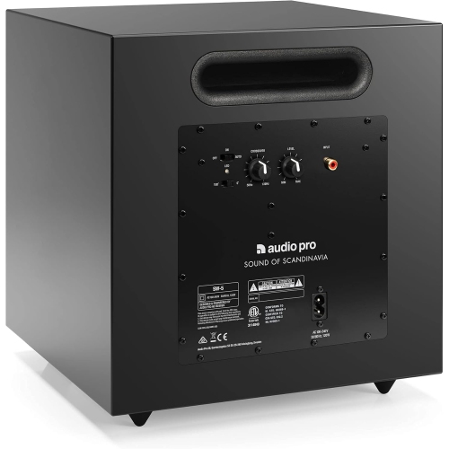 Audio Pro SW5 Powered Subwoofer, 8" Woofer, 35-130Hz, 150W Amp, Home Theater Bass Speaker, Surround Sound, RCA Input, Black
