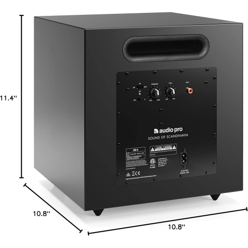 Audio Pro SW5 Powered Subwoofer, 8" Woofer, 35-130Hz, 150W Amp, Home Theater Bass Speaker, Surround Sound, RCA Input, Black