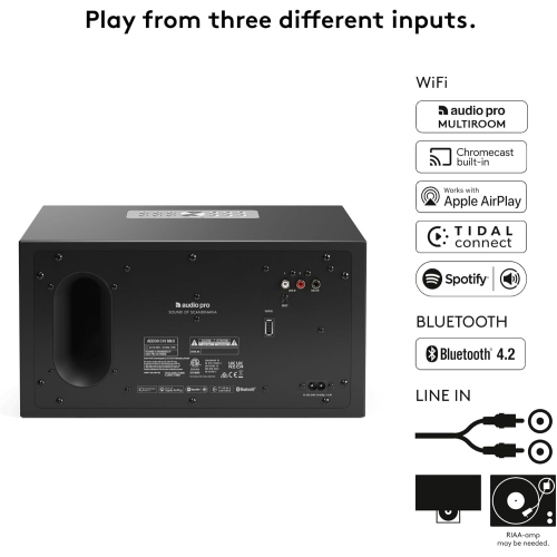 Audio Pro C10 MKII Haut-parleur sans fil supplémentaire&nbsp;: Son haute fidélité, Bluetooth, Wi-Fi, AirPlay 2, Chromecast, Spotify Connect,