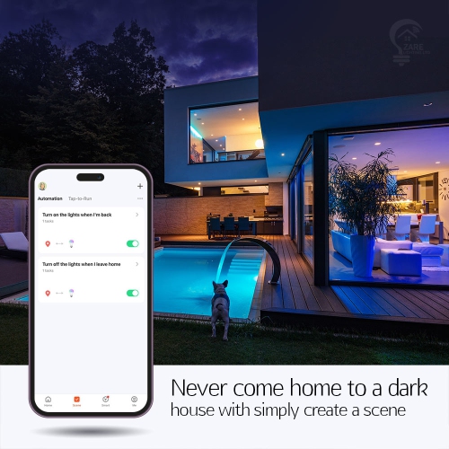 Zare Smart Light Bulbs, Compatible with Alexa and Google Assistant, Dimmable Color Changing RGB Smart Bulbs, 9W 806 Lumens, 2.4Ghz Bluetooth Wi-Fi,