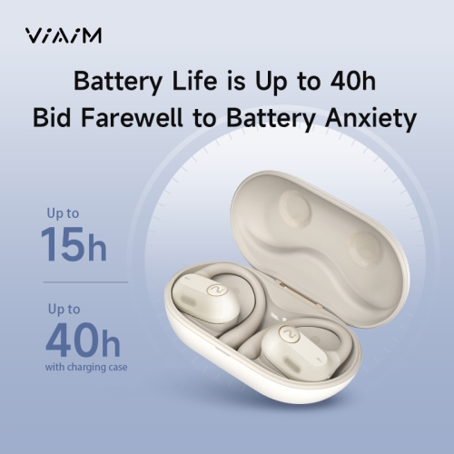 viaim Air – Lightweight Open-Ear Wireless Earbuds with AI Note Taking & Translation for Workouts, Meetings, Voice recorder - Obsidian Black