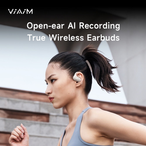 viaim Air – Lightweight Open-Ear Wireless Earbuds with AI Note Taking & Translation for Workouts, Meetings, Voice recorder - Obsidian Black