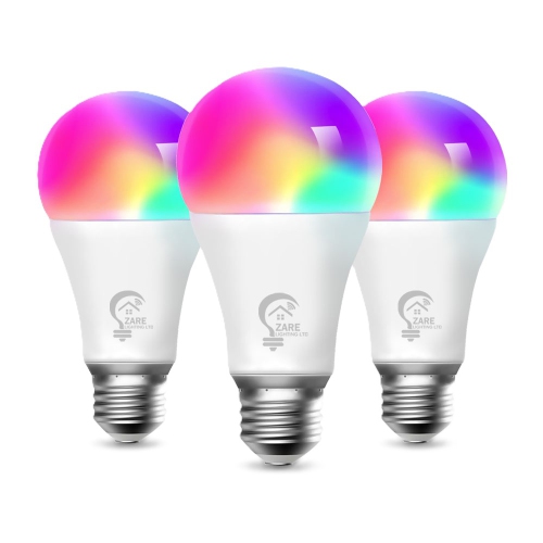 Zare Smart Light Bulbs, Compatible with Alexa and Google Assistant, Dimmable Color Changing RGB Smart Bulbs, 9W 806 Lumens, 2.4Ghz Bluetooth Wi-Fi,