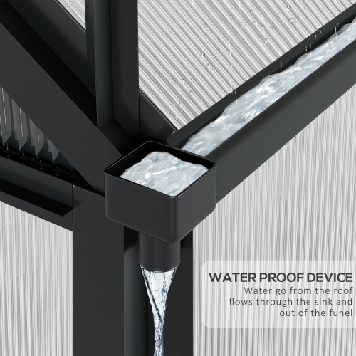 Outsunny 6' x 10' x 6.6' Polycarbonate Greenhouse, Walk-In Green House Kit Garden, Plants Grow, Galvanized Sheet Aluminum Frame with Rain Gutter,