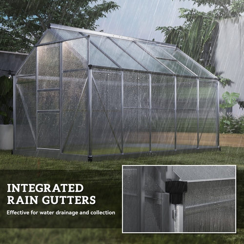Outsunny 6' x 10' x 6.6' Polycarbonate Greenhouse, Walk-In Green House Kit Garden, Plants Grow, Galvanized Sheet Aluminum Frame with Rain Gutter,