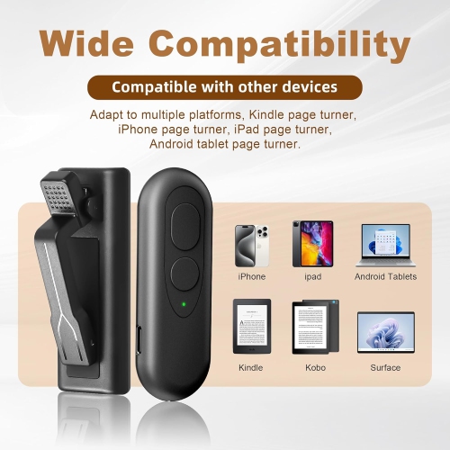 Commande Page Turner pour Kindle Paperwhite Lecteurs électroniques Kobo, Tourne-page à distance pour téléphone/iPad/tablettes Android Appareil photo