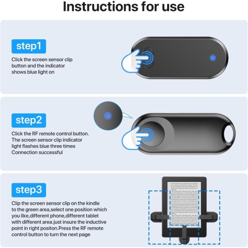 Remote Control Page Turner for Kindle Paperwhite Accessories Ipad Reading, iPhone Tablets Android Taking Photos Camera Video Recording Remote, Black