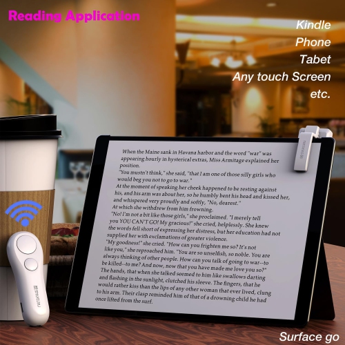 Page Turner for Kindle Paperwhite Oasis Kobo E-Readers Accessories, Remote Page Turner for Ipad Reading Comics, for Phone Taking Photos Camera, White