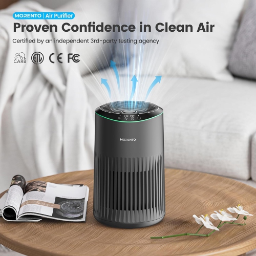 MORENTO MR2566 Air Purifier for Home, Air Purifier for Smoke Pet Dander Odors with Fragrance Sponge with Sleep Mode for Bedroom, Grey