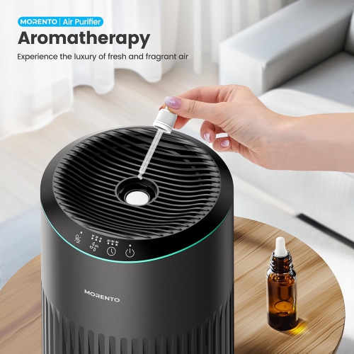 MORENTO MR2566 Air Purifier for Home, Air Purifier for Smoke Pet Dander Odors with Fragrance Sponge with Sleep Mode for Bedroom, Grey