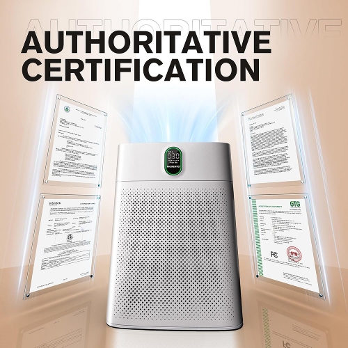 MORENTO HY4866 Air Purifier Up to 1076 Sqft with HEPA Filter and Air Quality Sensor for Home Large Room Bedroom, Double-sided Air Inlet, 24db, White