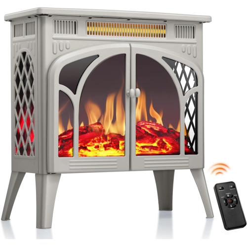 Antarctic Star Infrared Classic Electric Fireplace Stove, Freestanding Fireplace Heater Adjustable Brightness and Color, Overheating Protection,BEIGE