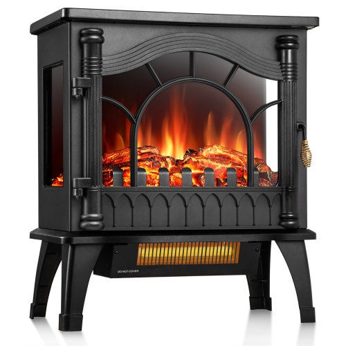 Electric Fireplace Heater, Infrared Fireplace Heater 1000/1500W, 3D Realistic Flames Effect, ETL Certificated, Adjustable Flame Brightness