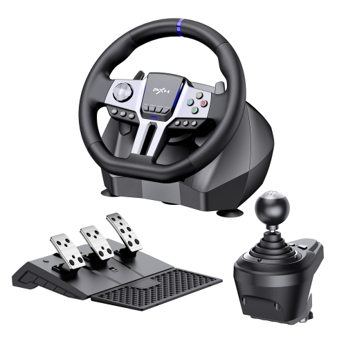Volant pour PC PXN, volant de course universel USB V9 GEN2 Sim 270/900 Degree avec 3 pédales et levier de vitesses pour PC, Xbox One, Xbox Series X/S
