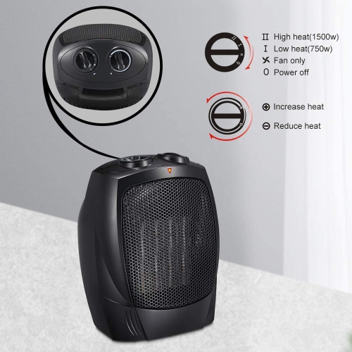 Antarctic Star Portable Electric Tabletop Space Heater Space Heater, quiet, Overheat Protection for Home/Office, BLACK