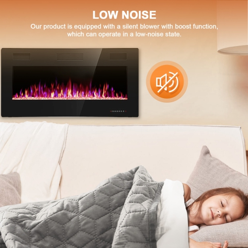 Antarctic Star 36 inch Wall Mounted Recessed Electric Fireplace Insert Flush Mount Linear Fireplace, Ultra-Thin Lightweight LED Fireplace Heater Fit