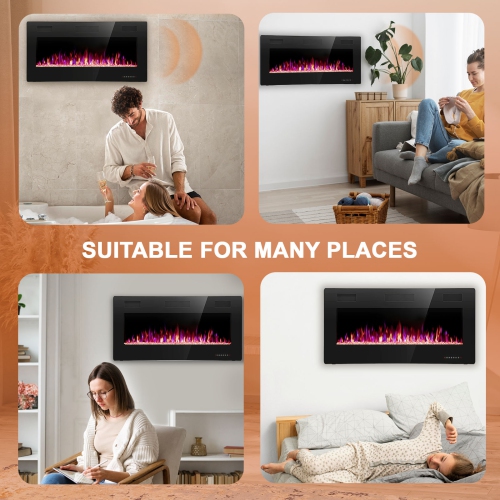 Antarctic Star 36 inch Wall Mounted Recessed Electric Fireplace Insert Flush Mount Linear Fireplace, Ultra-Thin Lightweight LED Fireplace Heater Fit