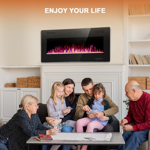 Antarctic Star 36 inch Wall Mounted Recessed Electric Fireplace Insert Flush Mount Linear Fireplace, Ultra-Thin Lightweight LED Fireplace Heater Fit