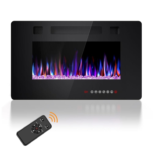 Antarctic Star 30 inch Wall Mounted Recessed Electric Fireplace Insert Flush Mount Linear Fireplace, Ultra-Thin Lightweight LED Fireplace Heater Fit