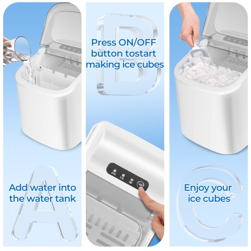 Antarctic Star Portable Ice Maker,Countertop Model,Self-Cleaning,26.5lbs/24Hrs,6 Mins/9 Pcs Bullet Ice,Includes Ice Scoop and Basket,White