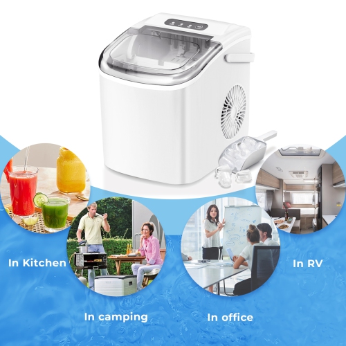 Antarctic Star Portable Ice Maker,Countertop Model,Self-Cleaning,26.5lbs/24Hrs,6 Mins/9 Pcs Bullet Ice,Includes Ice Scoop and Basket,White