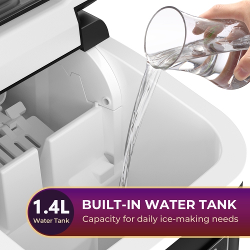 Antarctic Star Countertop Ice Maker, producing 9 bullet ice cubes in 6 minutes and 26.5 lbs of ice per 24 hours and includes a basket and scoop, BLACK