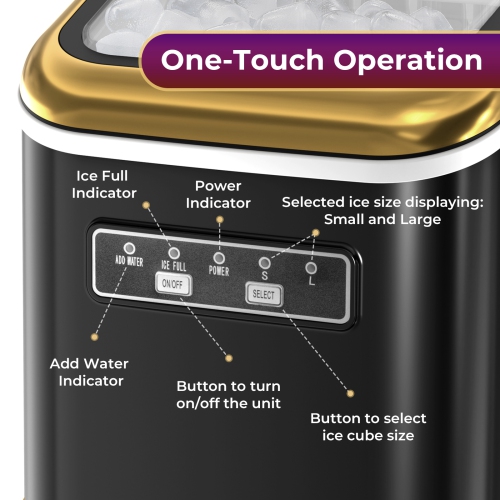 Antarctic Star Countertop Ice Maker, producing 9 bullet ice cubes in 6 minutes and 26.5 lbs of ice per 24 hours and includes a basket and scoop, BLACK