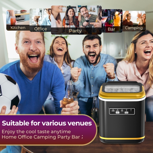 Antarctic Star Countertop Ice Maker, producing 9 bullet ice cubes in 6 minutes and 26.5 lbs of ice per 24 hours and includes a basket and scoop, BLACK