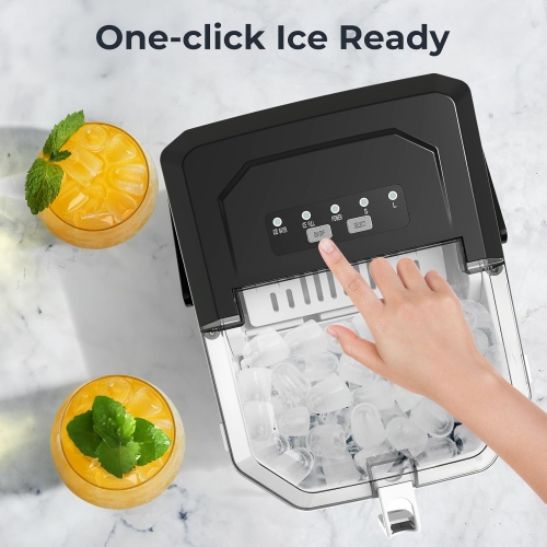 Antarctic Star Portable Ice Maker,self-cleaning,makes 9 cubes in 6 minutes,26.5 lbs/24h,includes ice scoop and basket,2 ice cube sizes for home,Black