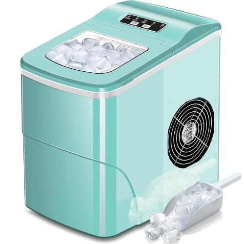 Antarctic Star Countertop Ice Maker with Self-Cleaning, producing 26.5 lbs of ice per day, makes 9 cubes in just 6 minutes, two sizes of bullet ice,