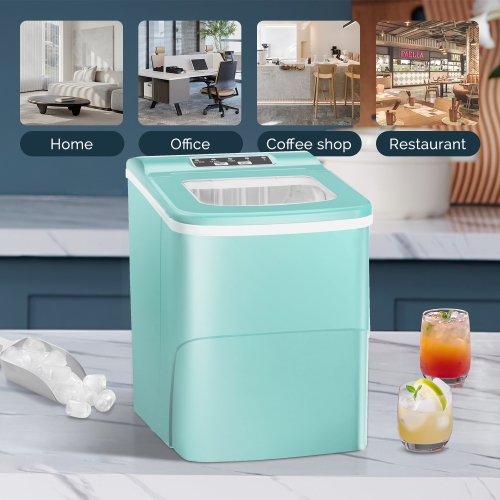 Antarctic Star Countertop Ice Maker with Self-Cleaning, producing 26.5 lbs of ice per day, makes 9 cubes in just 6 minutes, two sizes of bullet ice,