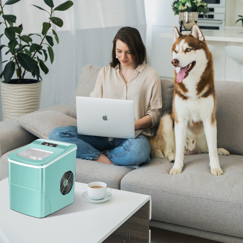 Antarctic Star Countertop Ice Maker with Self-Cleaning, producing 26.5 lbs of ice per day, makes 9 cubes in just 6 minutes, two sizes of bullet ice,